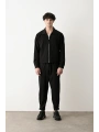 Erkek Polo Yaka İnce Baharlık Mont- Siyah
