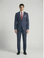 Erkek Dar Kesim Çizgili İki Düğme Takım Elbise-Lacivert