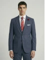 Erkek Dar Kesim Çizgili İki Düğme Takım Elbise-Lacivert