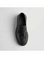 Erkek Deri Eva Taban Bağcıksız Ayakkabı- Siyah