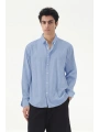 Erkek Owersize Fresh Keten Gömlek- B Mavi