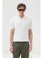 Erkek Normal Kalıp Polo Yaka Triko Kuma Thişört - Beyaz