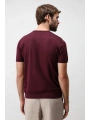 Erkek Bisiklet Yaka Triko Kumaş Thişört- Bordo