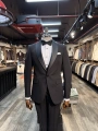 Erkek Dar Kesim Slimfit Kırlangıç Yaka Damatlık Takım Elbise-Siyah
