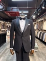 Erkek Dar Kesim Slimfit Kırlangıç Yaka Damatlık Takım Elbise-Siyah