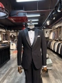 Erkek Dar Kesim Slimfit Şal Yaka Damatlık Takım Elbise-Siyah