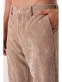 Erkek Bagy Kalıp Kadife Pantolon - Bej