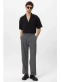 Erkek Bagy Kalıp Pileli Kumaş Pantolon -Gri