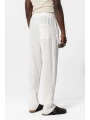 Erkek Beli Lastikli Fitilli Bagy Pantolon-Beyaz