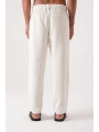 Erkek Beli Lastikli Kadife Bagy Pantolon - Beyaz
