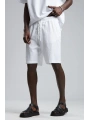 Erkek Beli Lastikli Keten Şort-Beyaz