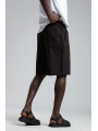 Erkek Beli Lastikli Keten Şort- Siyah