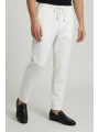 Erkek Beli Lastikli Likralı Joger Pantolon-Beyaz