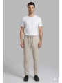 Erkek Beli Lastikli Likralı Joger Pantolon-Krem