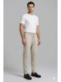 Erkek Beli Lastikli Likralı Joger Pantolon-Krem