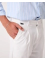 Erkek Beli Lastikli Likralı Kumaş Bagy Pantolon- Beyaz