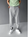 Erkek Beli Lastikli Likralı Kumaş Bagy Pantolon-Gri