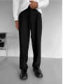Erkek Beli Lastikli Likralı Kumaş Bagy Pantolon-Siyah