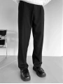 Erkek Beli Lastikli Likralı Kumaş Bagy Pantolon-Siyah
