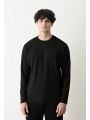 Erkek Bisiklet Yaka Fitilli Uzun Kol Owersıze Sweat-Siyah