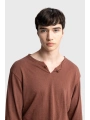 Erkek Bisiklet Yaka İnce Uzun Kol Swethsört- Bordo