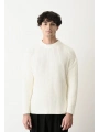 Erkek Bisiklet Yaka Owersıze Örme Triko - Ekru