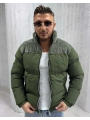 Erkek Dar Kesim Hakim Yaka Fermuarlı Şişme Mont-Yeşil