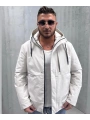Erkek Dar Kesim Kapüşonlu İçi Kapitoneli Mont-Krem