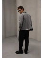 Erkek Dar Kesim Kaşe Mont -Gri