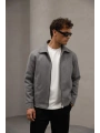 Erkek Dar Kesim Kaşe Mont -Gri