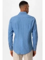 Erkek Dar Kesim Kot Gömlek - Açık Mavi
