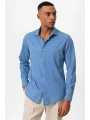 Erkek Dar Kesim Kot Gömlek - Açık Mavi