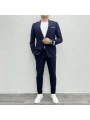 Erkek Dar Kesim Krınkıl Kumaş Spor Takım Elbise - Lacivert