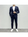 Erkek Dar Kesim Krınkıl Kumaş Spor Takım Elbise - Lacivert