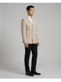 Erkek Dar Kesim Kruvaze Tek Ceket -Krem