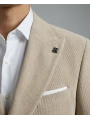 Erkek Dar Kesim Kruvaze Tek Ceket -Krem