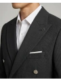 Erkek Dar Kesim Kruvaze Tek Ceket -Siyah