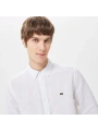Erkek Dar Kesim Lacoste Keten Gömlek - Beyaz