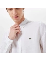 Erkek Dar Kesim Lacoste Keten Gömlek - Beyaz