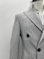 Erkek Dar Kesim Likralı Çizgili Kruvaze Takım Elbise-Gri