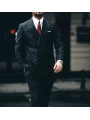 Erkek Dar Kesim Pantolonu Pileli Slimfit KruvazeTakım Elbise-Siyah