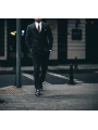 Erkek Dar Kesim Pantolonu Pileli Slimfit KruvazeTakım Elbise-Siyah