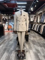 Erkek Dar Kesim Slimfit Kırlangıç Yaka KruvazeTakım Elbise-Krem