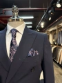 Erkek Dar Kesim Slimfit Kırlangıç Yaka KruvazeTakım Elbise-Lacivert