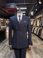 Erkek Dar Kesim Slimfit Kırlangıç Yaka KruvazeTakım Elbise-Lacivert