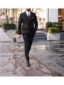 Erkek Dar Kesim Slimfit Kruvaze Tek Dügme Takım Elbise - Siyah