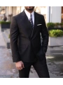 Erkek Dar Kesim Slimfit Kruvaze Tek Dügme Takım Elbise - Siyah