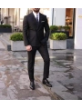 Erkek Dar Kesim Slimfit Kruvaze Tek Dügme Takım Elbise - Siyah