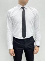 Erkek Dar Kesim Slimfit Likralı Gömlek - Beyaz