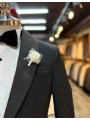 Erkek Dar Kesim Slimfit Şal Yaka Damatlık Takım Elbise-Siyah